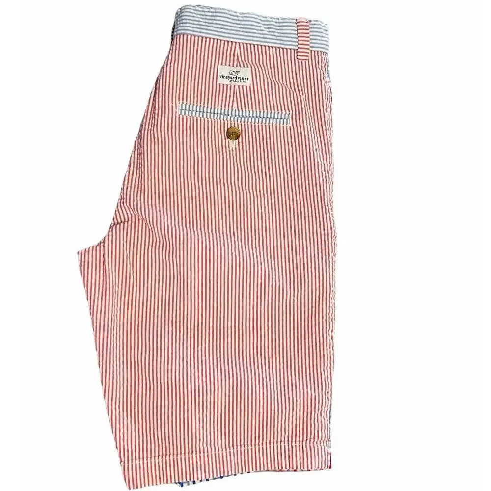 VINEYARD VINES Red White Blue Seersucker Party Stretch Breaker Shorts ~ Boys 16
